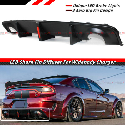 For 2020-2023 Dodge Charger SRT Scat Widebody Shark Fin LED Rear Bumper Diffuser