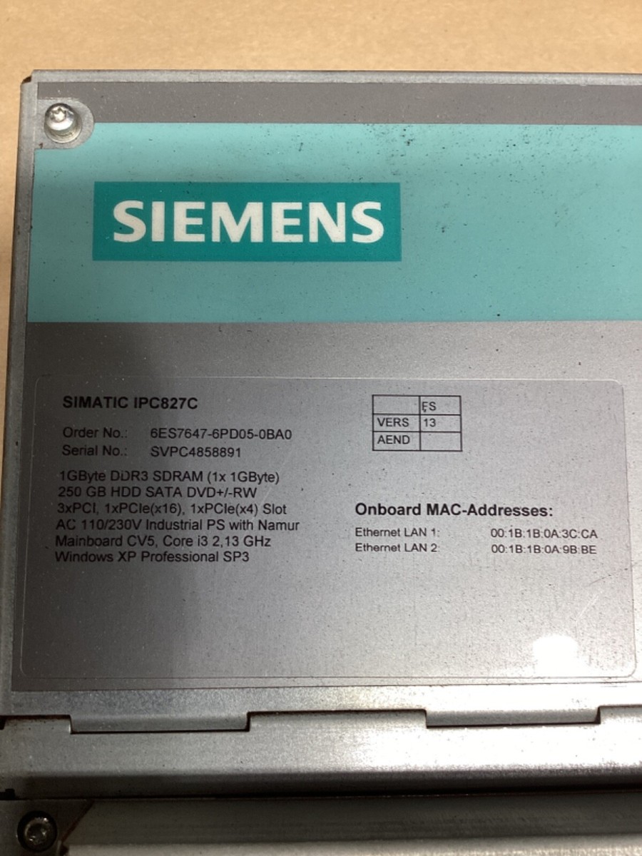 SIEMENS IPC827C SIMATIC BOX PC 6ES76547-6PD05-0BA0 #4001A43PR2 | eBay
