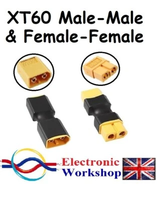 XT60 to XT60 Male-Male Female-Female Adaptor Connector RC Lipo Scooter UK SELLER - Image 1 of 4