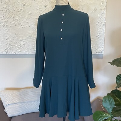 green emerald velvet dress Zara Basic Elegant Emerald Green Lace Dress with Faux Pearl Buttons, S   FADVault
