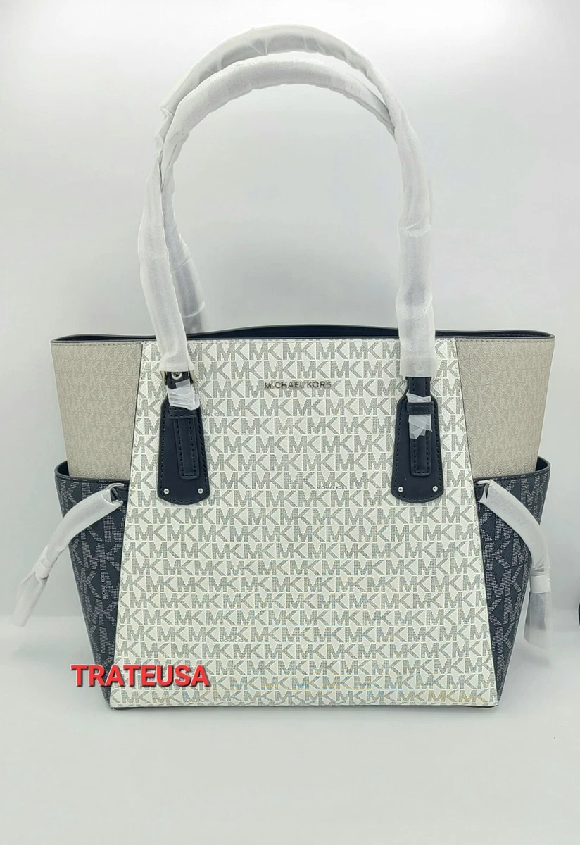 Michael Kors Voyager East West Logo Signature Tote Bag Pale Grey White NWT  $298