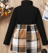 SHEIN girls mock neck puff sleeve tee and plaid print asymmetrical skirt