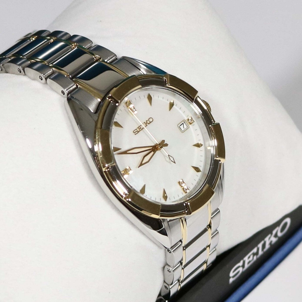 Seiko Women's Two Tone Mother Of Pearl Dial Stainless Steel Watch