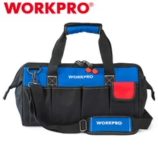 WORKPRO 18" Close Top Wide Mouth Storage Tool Bag Sturdy Bottom w/Shoulder Strap