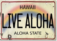Hawaiian Art Collectible Refrigerator Magnet - Live Aloha License Plate, New, Fr on sale Hawaiian Art Collectible Refrigerator Magnet - Live Aloha License Plate, New, Fr on sale