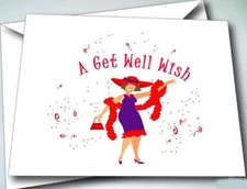 6 A GET WELL WISH GREETING CARDS WITH ENVELOPES FOR RED HAT LADIES OF SOCIETY