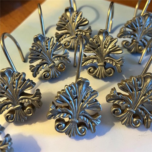 Fleur de Lis Shower Curtain Hooks Rings Lot 11 Carnation Home Fashions Resin