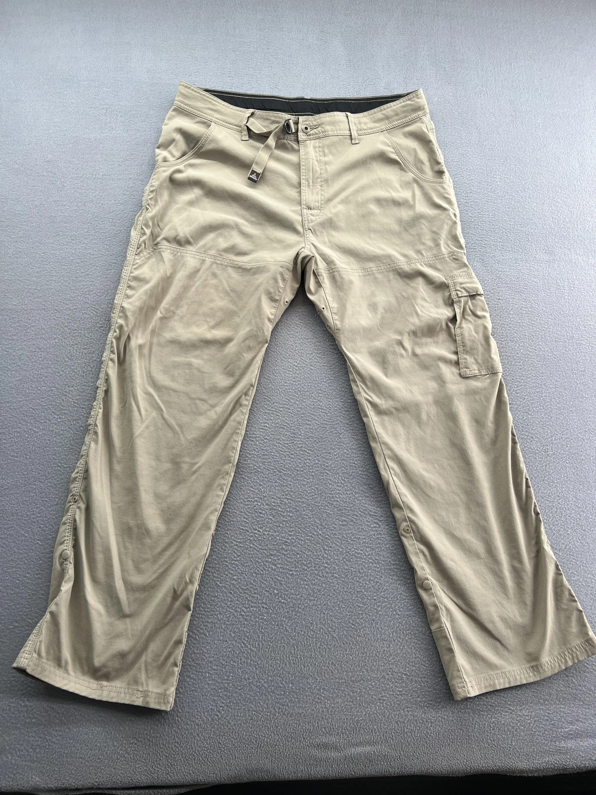Prana Pants Mens XL 30L Khaki Breathe Hiking Outdoor Cargo Nylon Stretch 8840