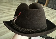 Stetson Sovereign Vintage Fedora Hat Brown Fur Felt Feather Size 7 1/8