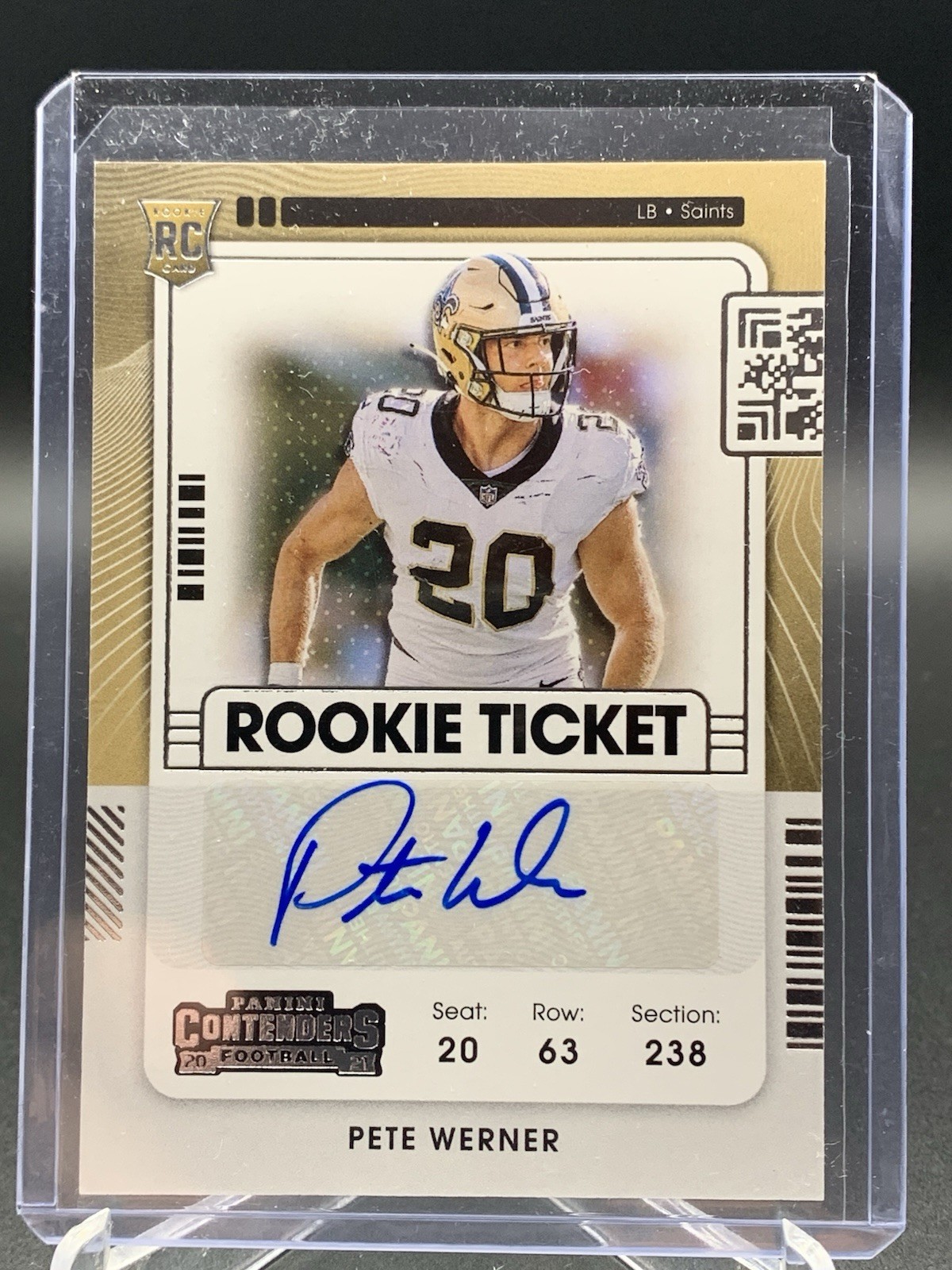 Pete Werner 2021 Contenders Rookie Ticket Auto #175 Saints