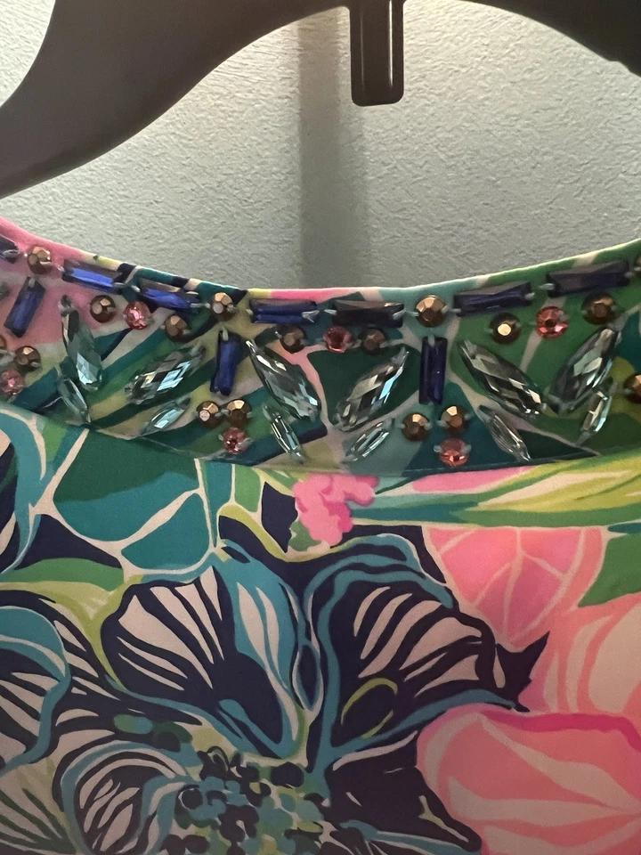 Vestido de seda novo com etiquetas tamanho L Lilly Pulitzer Elenora em várias ilhas fuga - Imagem 3 de 4