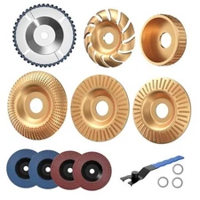 BURMONG 14PCS Wood Carving Disc Set for 4" & 4-1/2" Angle Grinder, Wood 