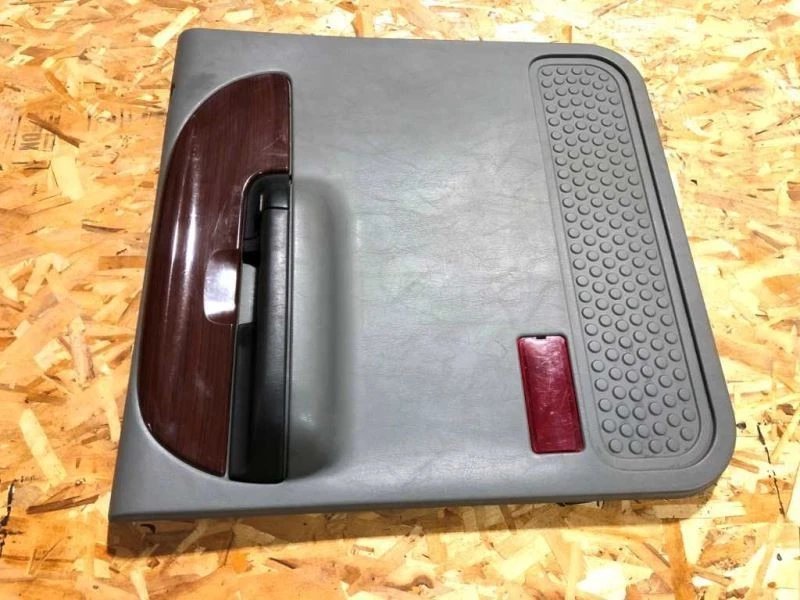 06 Ford F250 Super Duty USED LH Left Rear POWER Door Trim Panel Gray w Wood - Image 2 of 4