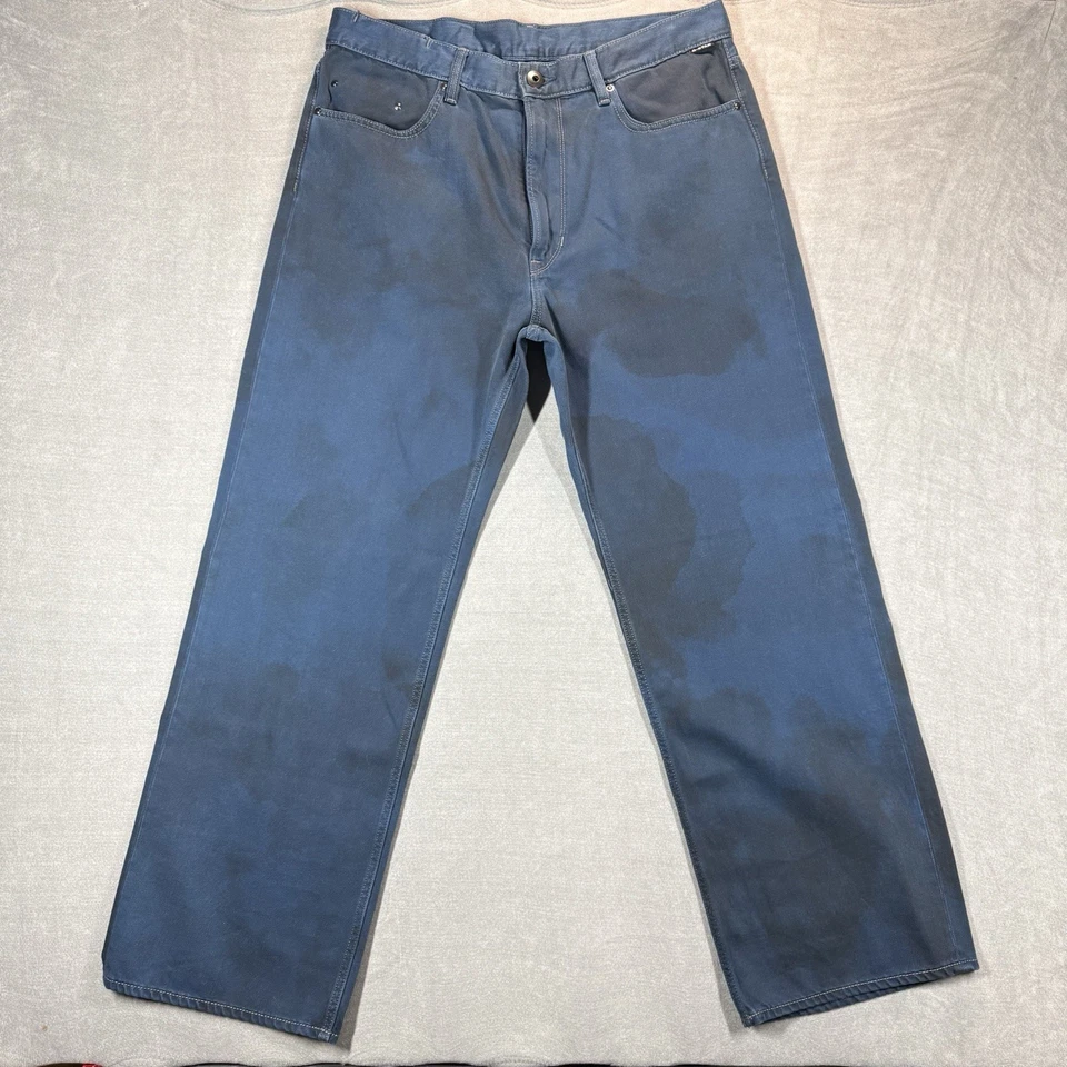 Pantalones de mezclilla holgados sueltos G Star Raw tipo 96 únicos para hombre 36x32 azul teñido en inmersión patinador punk Foto 2 de 4