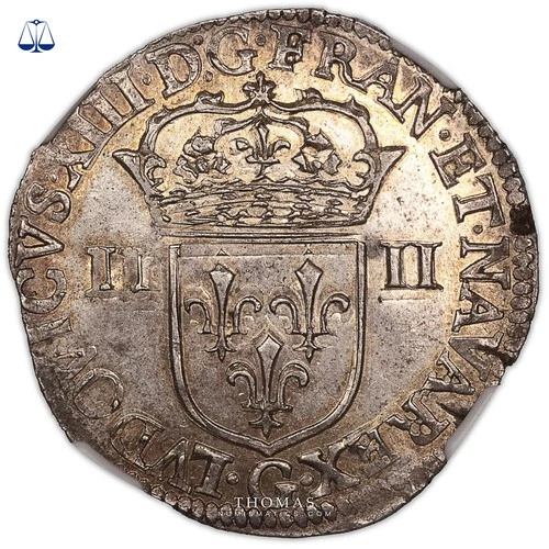 Coin - France Louis XIII - Quart ecu 1642 G Poitiers NGC MS 63