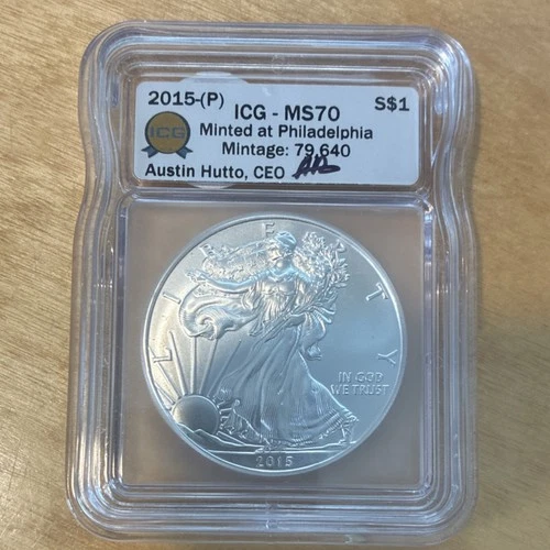 U.S. Mint American Eagle 2015 1 oz Silver Coin ICG MS70 .999 Fine
