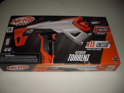 Nerf Pro Torrent Half-Length Dart Blaster Toy Gun Pump Action Eye Wear Inc New