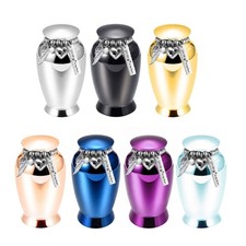 Elegant Pet Memorial Urn Beads Wing Closures Design Loss Pet Ashes Container