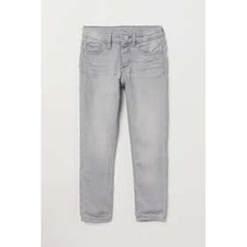 H M Girls Skinny Fit Jeans Light Gray Stretch Denim Size 8-9 Years