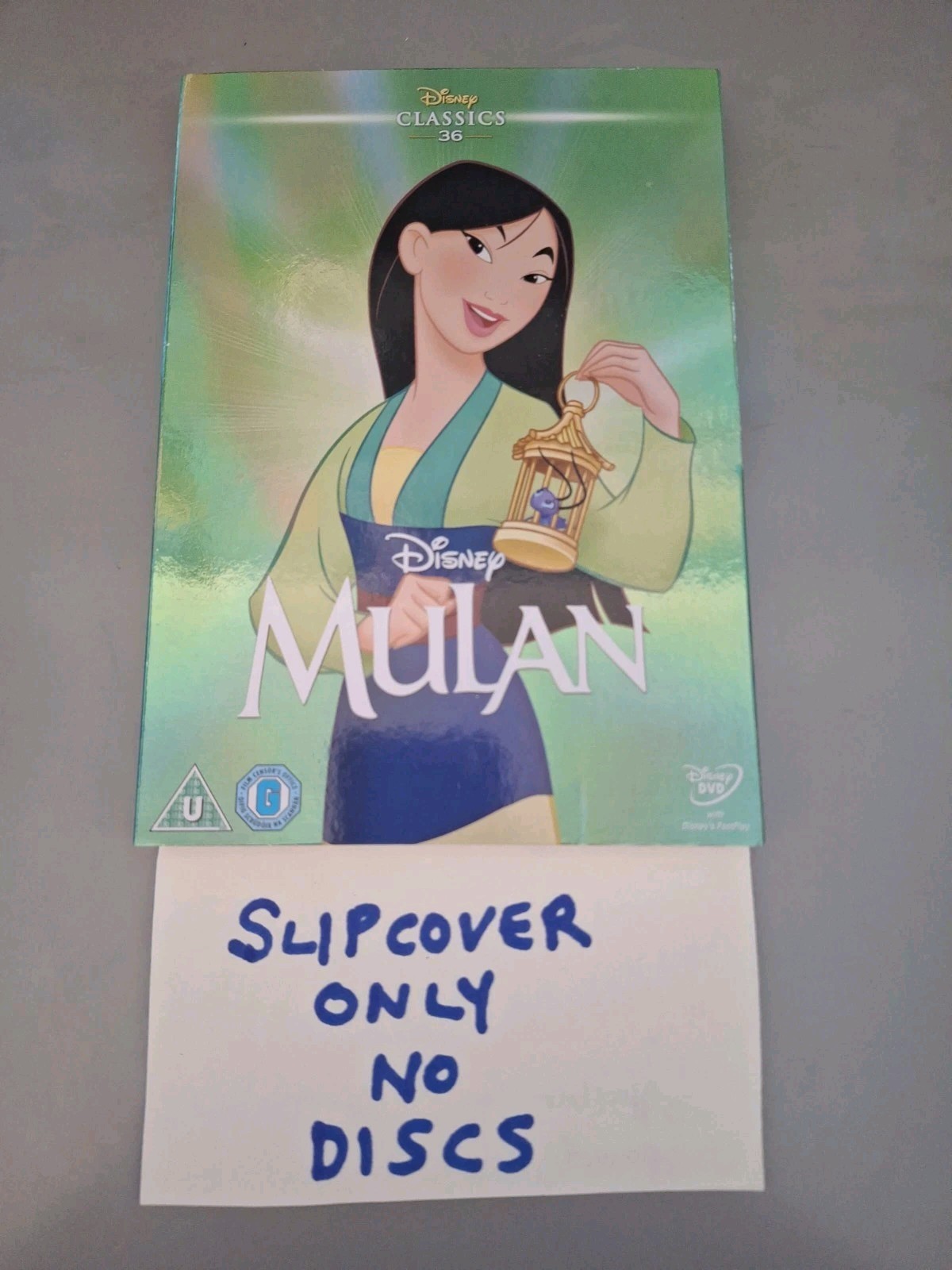 Disney Mulan DVD (2010). CARDBOARD SLIPCOVER ONLY.