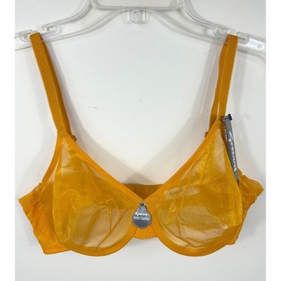 Gossard Glossies Bra 38B Mango Sorbet Sheer Shimmer Underwire Moulded Non Padded