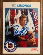Signed 1991-92 Score Canadian - Eric Lindros #329 Bilingual