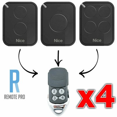 4 x Compatible Garage/Gate Remote To Suit Nice Flor-e FLO1-RE FLO2-RE FLO4-RE