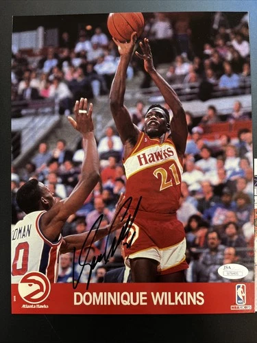 DOMINIQUE WILKINS ATLANTA HAWKS SIGNED AUTO 8X10 PHOTO JSA COA NBA HOF
