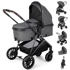 2 in 1 Baby Stroller,Folding High Landscape Infant Stroller,Reversible Pram, ...