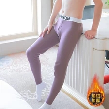Mens Plush Lined Long Johns Comfort Stretch Waist Winter Base Layer Underwear