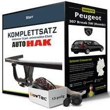 Für PEUGEOT 307 Break SW Typ 3E Anhängerkupplung starr +eSatz 13pol uni. 05- NEU