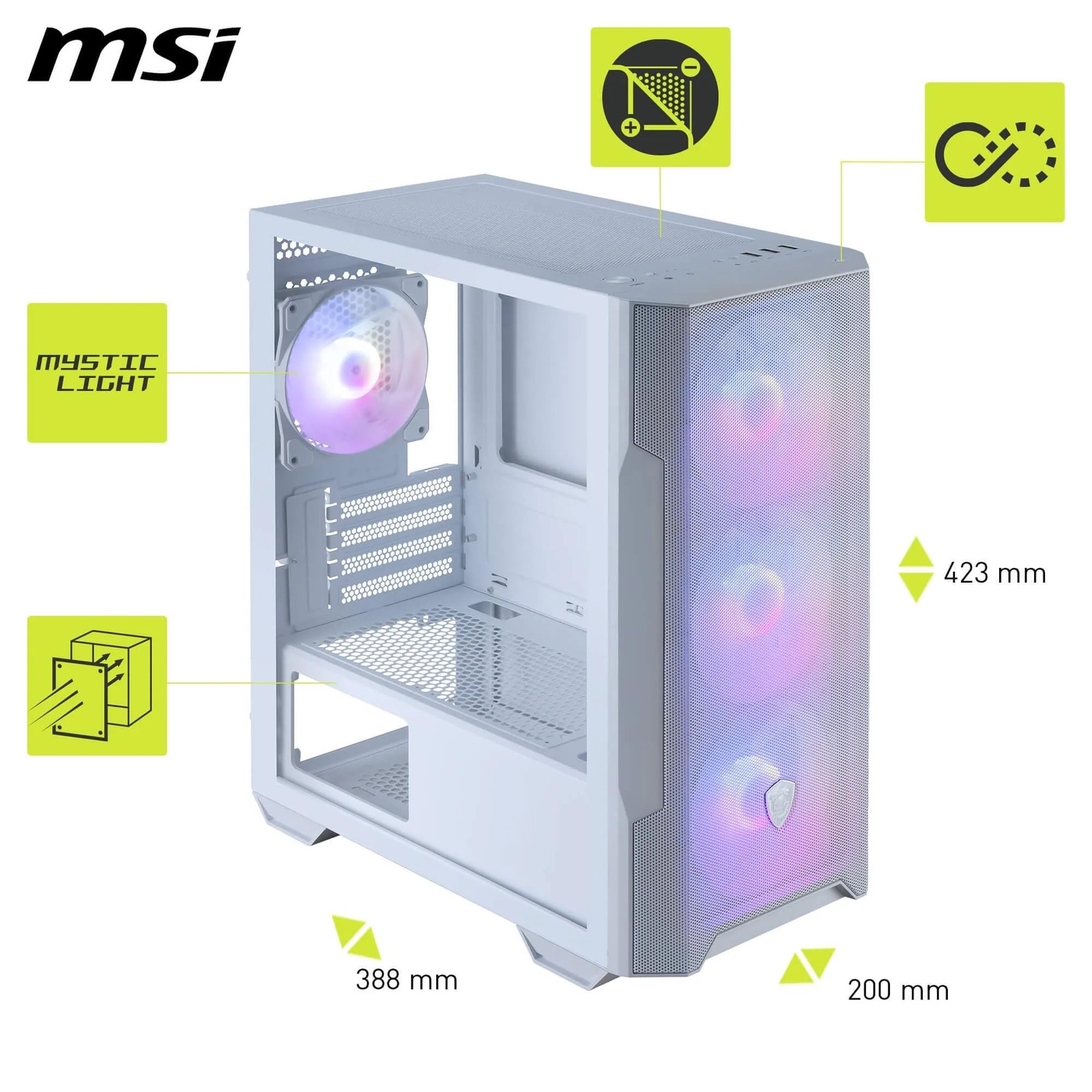 MAG Forge M100R White boîtier PC avec ventilation optimisée et support GPU 300 mm - 3