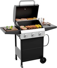 Gasgrill 3 Brenner Grillwagen mit Druckminderer für Gartenterrasse im Freien