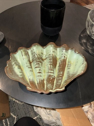 12” XL VINTAGE FRANKOMA CLAMSHELL BOWL POTTERY