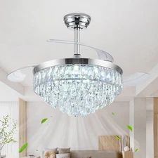 42'' Chandelier Ceiling Fan with Lights, Retractable Fan with Remote and APP,...