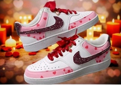 Hand Painted Valentine's Nike Air Force 1 Custom Pink Red AF1 One of A Kind S10 