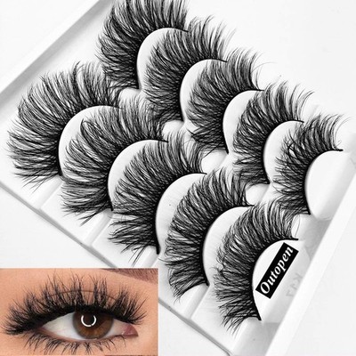 3D Mink Lashes Natural Wispy False Eyelashes 15mm Fluffy Long Eye Lashes Eye ...