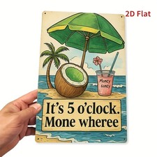 Vintage Tropical Beach Tin Metal Sign Retro Wall Art Decor 8x12