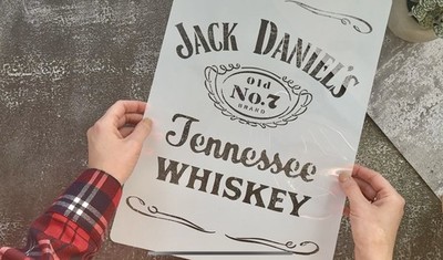 Whisky Jack Danies Stencil Reusabl Template, Vintage Whiskey Logo Stencil