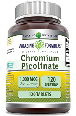 Picolinato de Cromo 1000mcg Apoya Niveles Saludables de Azucar en la Sangre 120t
