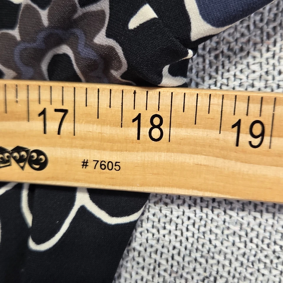 Vestido túnica Nine West talla 12 negro gris estampado floral manga 3/4 dobladillo ondulado pulóver Foto 4 de 4