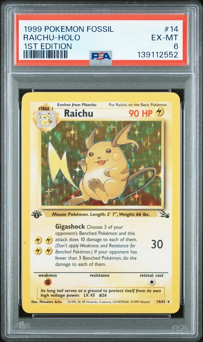 raichu pokemon card first edition Wizards of the Coast Fossil Rare #29 Trading Card [2L] Agility (20) Flip a coin Raichu [1st Edition] #14 Prices