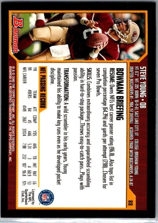 2000 Bowman #88 Steve Young - Image 2 of 2