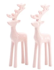 Martha Stewart pink reindeer 2 piece Holiday Decor New Reindeer Pink Christmas