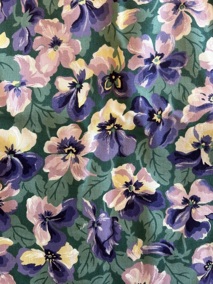 “Perfectly Pansy” Fabric BASSETT McNAB Vintage 1994 Printed Linen Blue 54x4Yds - Image 2 of 4