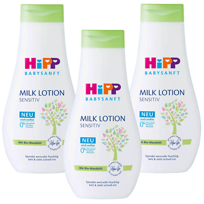 3x 350ml Hipp Babysanft Milk Lotion sensitiv normale Haut natürliches Mandelöl