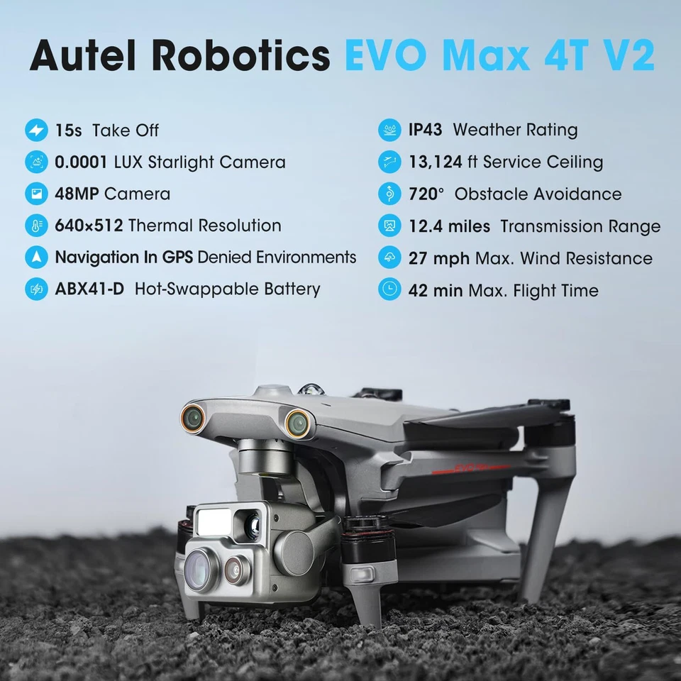 ✅2025 Autel Evo Max 4t w/3 Batteries 8k Drone & Smart RC V3 - Image 2 of 4