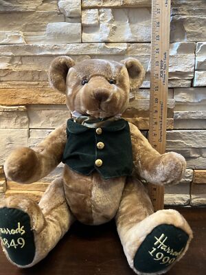 VTG Harrods Plush Jointed Teddy Bear 150th Anniversary Brown 1849