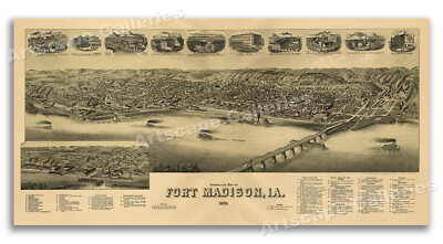 Fort Madison Iowa 1889 Historic Panoramic Town Map - 18x36