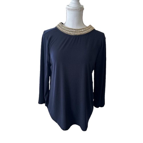 トップス moa Moa,Moa Woman,Black & Floral Tee, Scoop Neck, 3/4 Slv,Stretch Knit